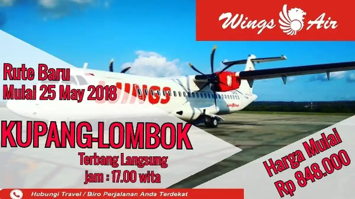 Wing Air Buka Penerbangan Langsung Kupang - Lombok Setiap Hari