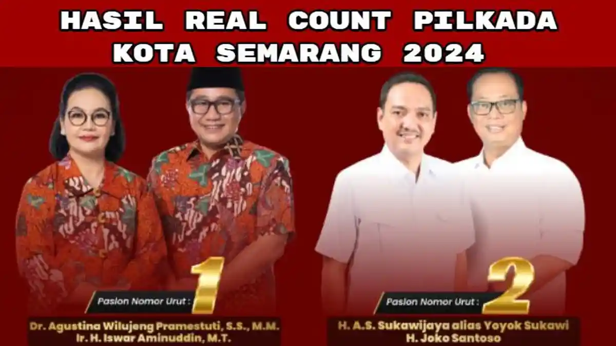 Update Hasil Real Count Pilkada Kota Semarang 2024, Yoyok-Joss vs Agustin-Iswar Bersaing Sengit