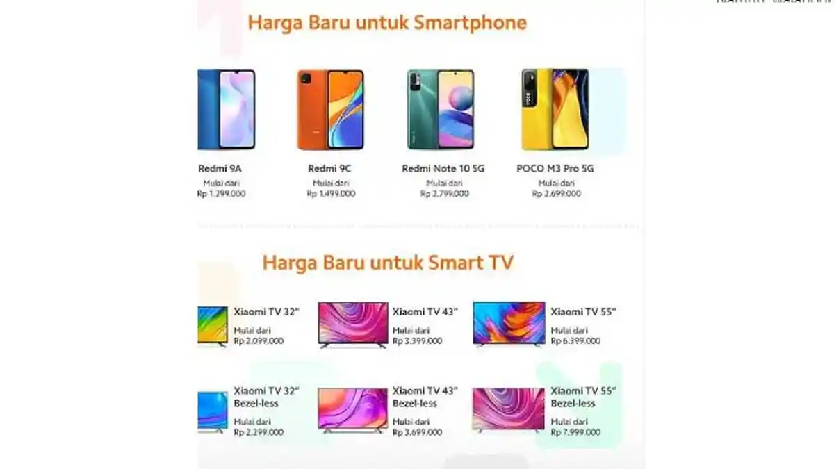 Daftar 4 Harga HP Xiaomi Naik Rp 100.000 Hari Ini dan 6 Smart TV Xiaomi Alami Turun Harga