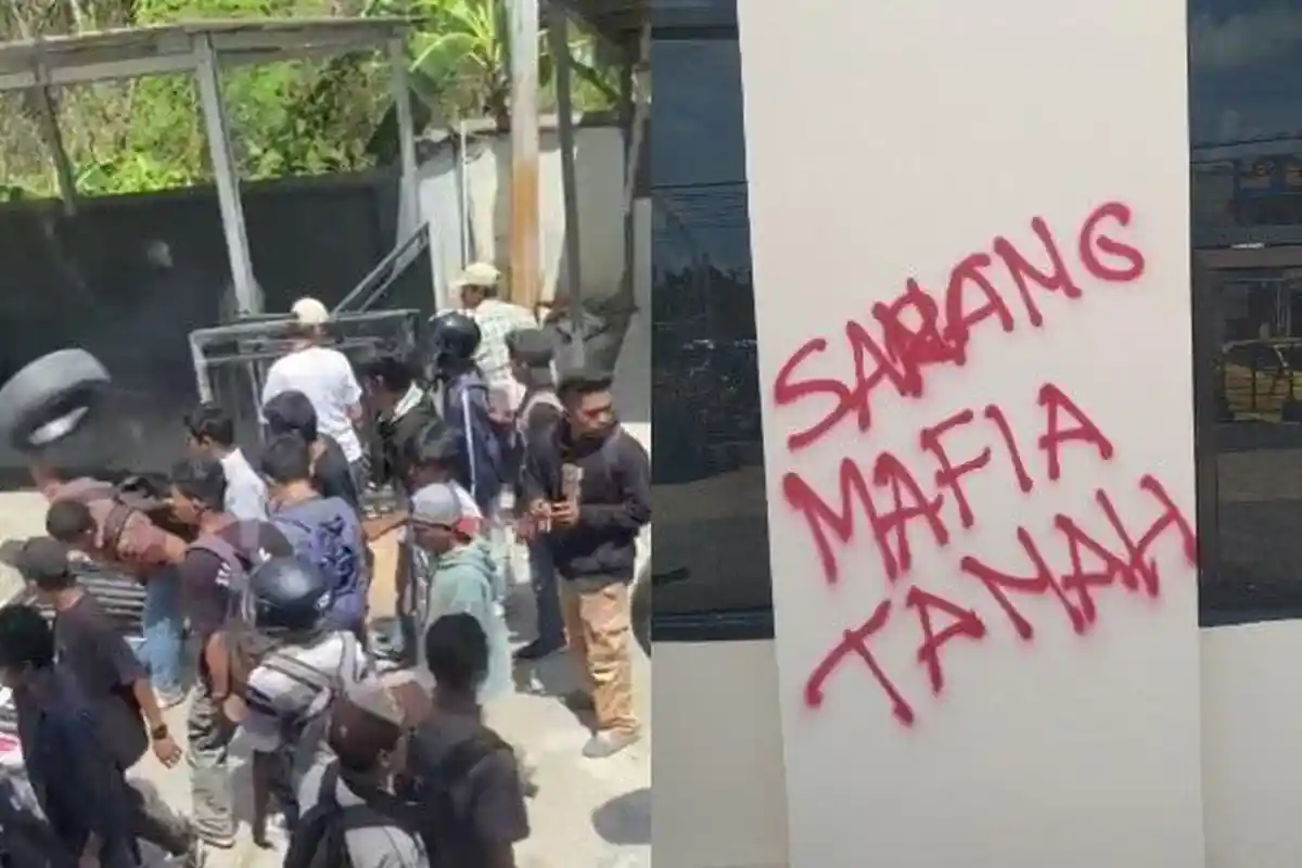 Sempat Ricuh Puluhan Mahasiswa Kembali Unjukrasa di Kantor BPN Kota Kendari, Gerbang Kantor Dijebol