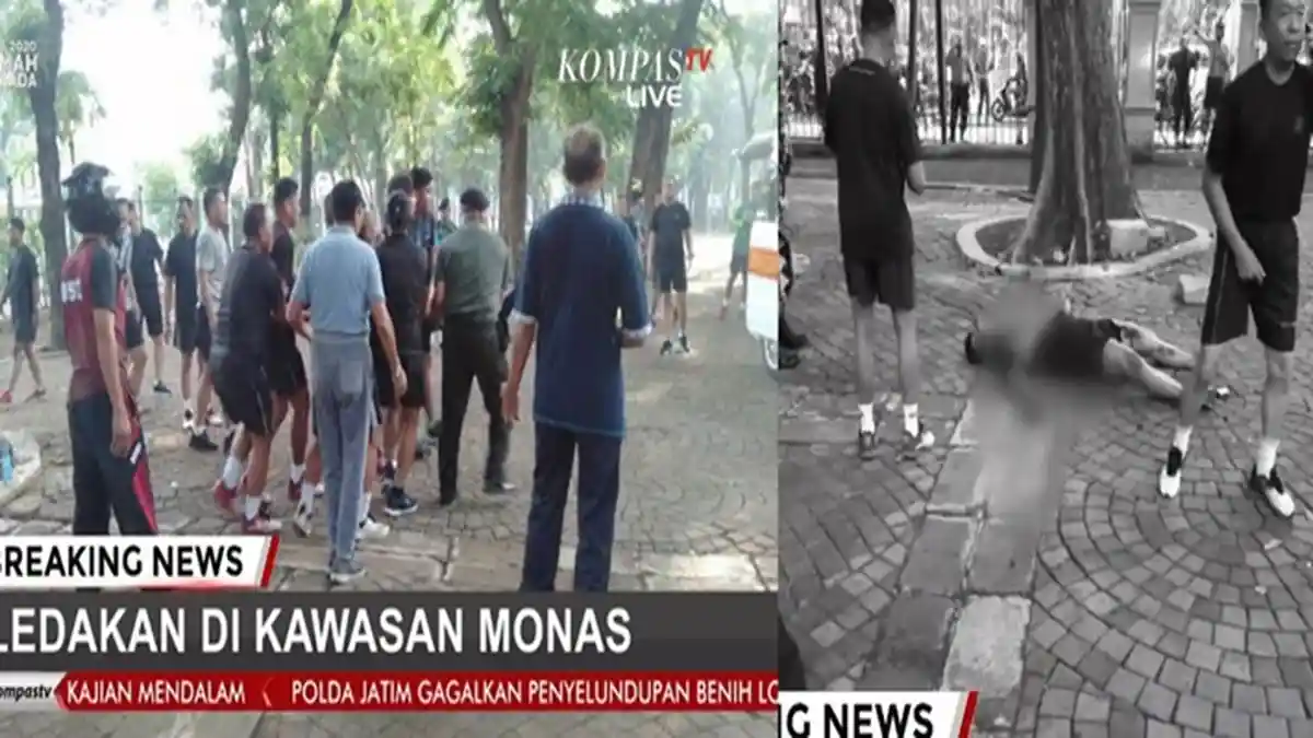 Ledakan Terjadi di MONAS, Satu Orang Berpakaian Kaos dan Celana Pendek Jadi Korban Terluka