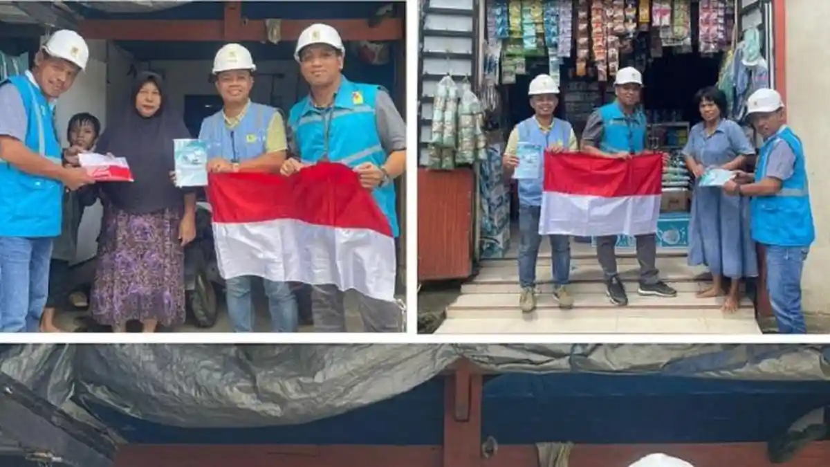 PLN UP3 Mamuju Bagikan Ratusan Bendera Merah Putih