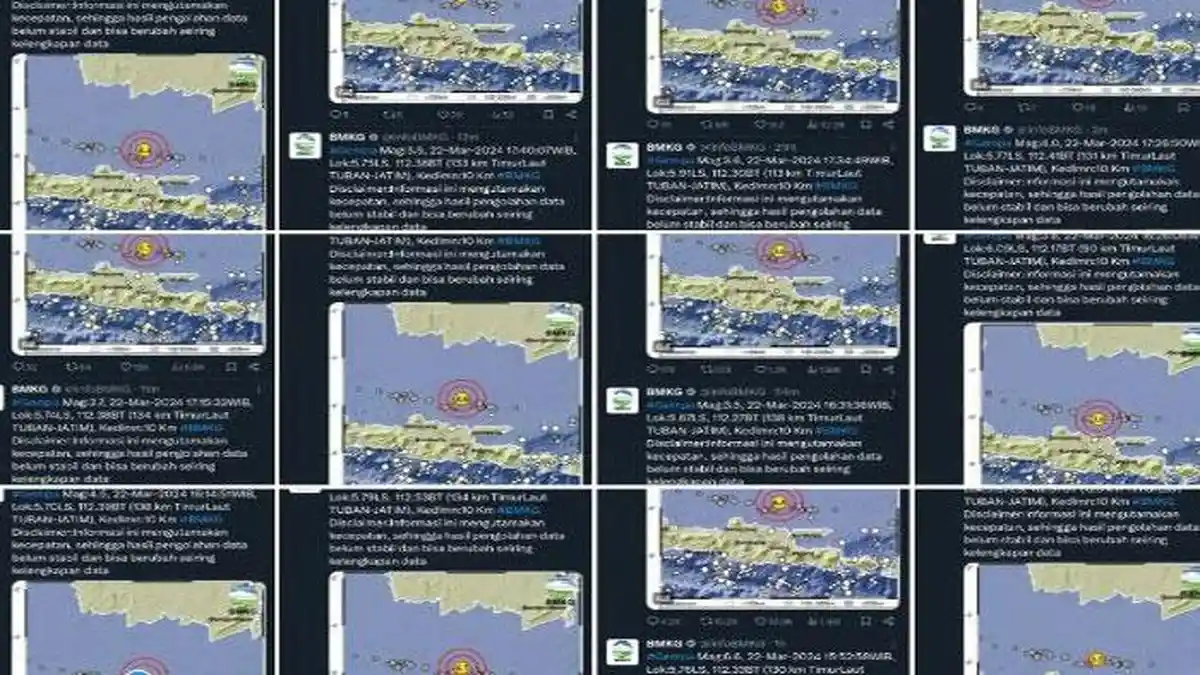 Gempa Hari Ini - Tuban Masih Diguncang Gempa hingga Sabtu Pagi