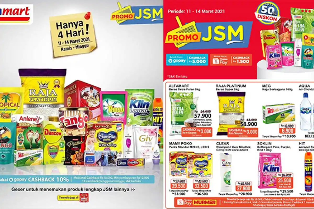 Promo JSM Alfamart Sabtu 13 Maret 2021, Beras, Minyak Goreng, Susu, Popok, dan Snack Serba Diskon