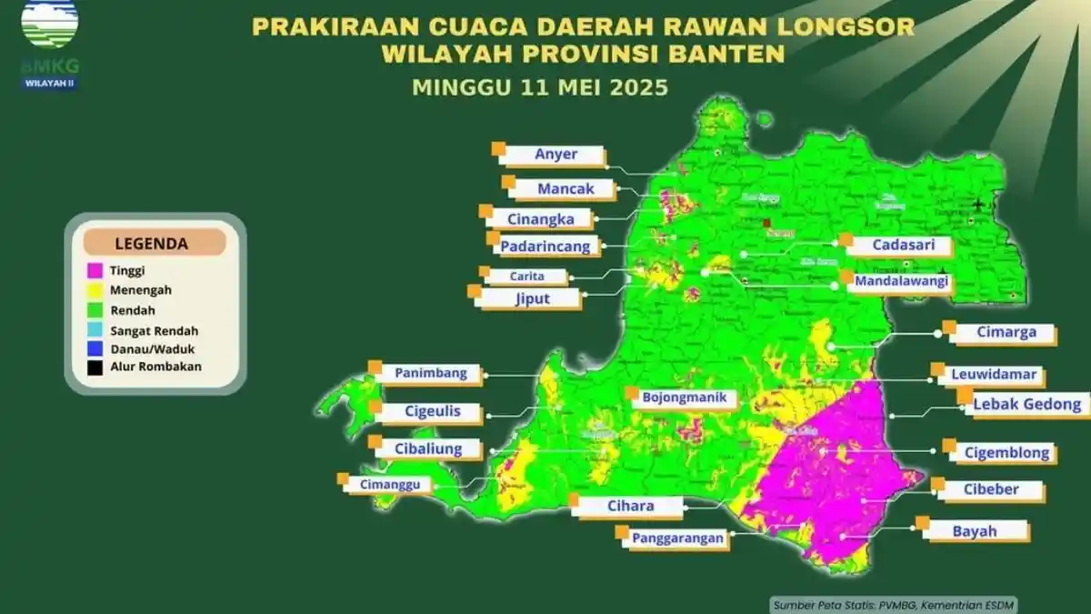 21 Daerah di Banten Rawan Longor per Tanggal 11-13 Mei 2025, Berikut Daftarnya
