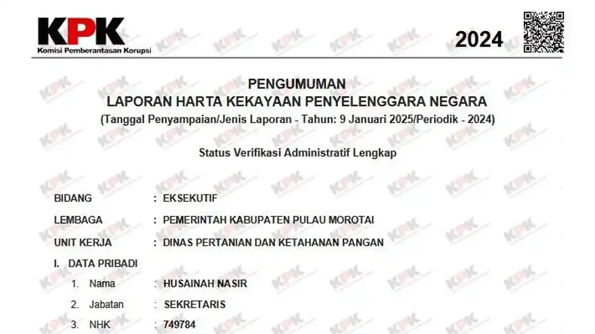 Dari Dinas Pertanian ke Dukcapil Pulau Morotai, Segini Harta Kekayaan Husainah Nasir