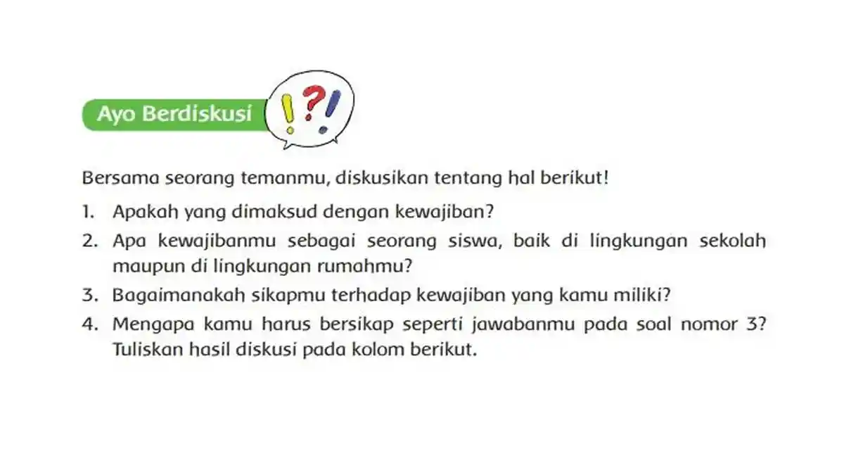 Apakah yang Dimaksud dengan Kewajiban? Buku Tema 6 Kelas 6 SD Halaman 15