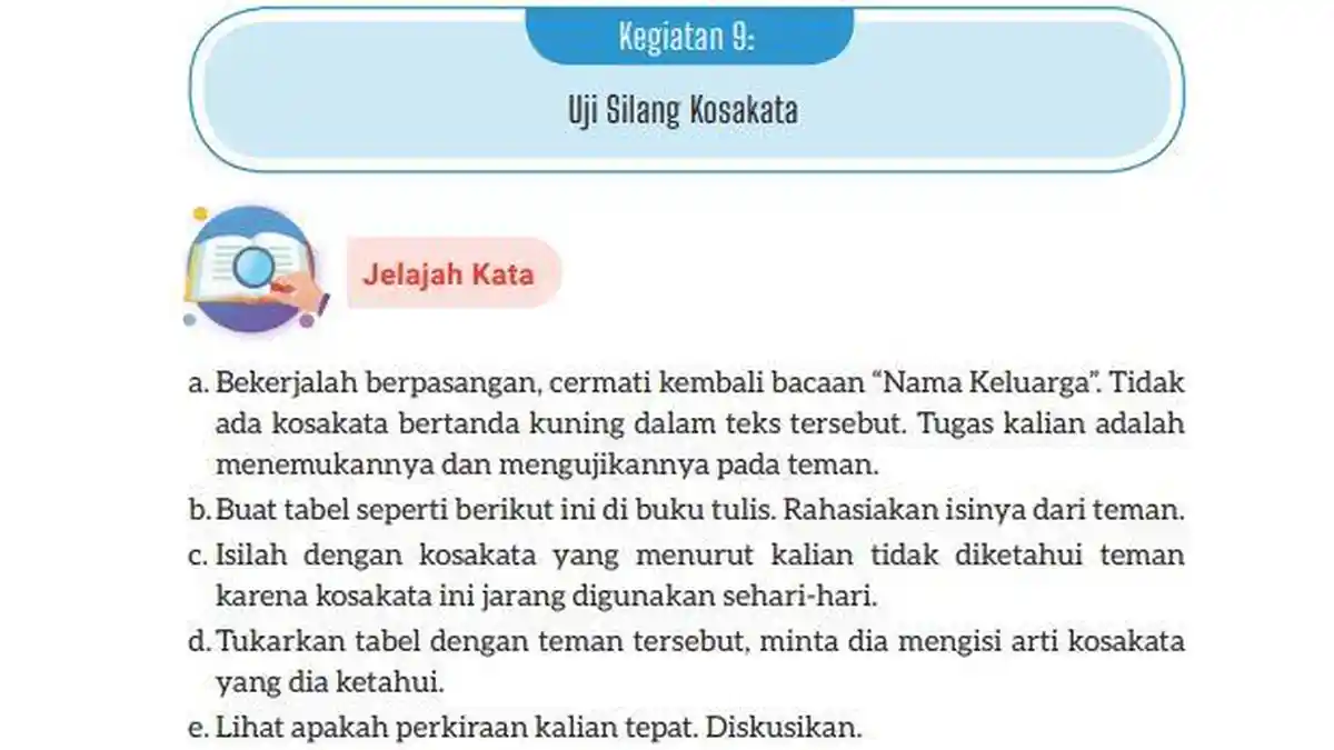 Kunci Jawaban Bahasa Indonesia Kelas 9 Halaman 21: Kosakata yang Jarang Digunakan Sehari-hari