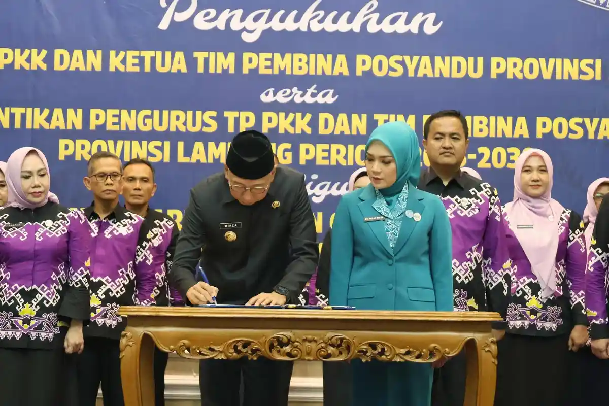 Gubernur Mirza Lantik Pengurus TP PKK dan Tim Pembina Posyandu Provinsi Lampung