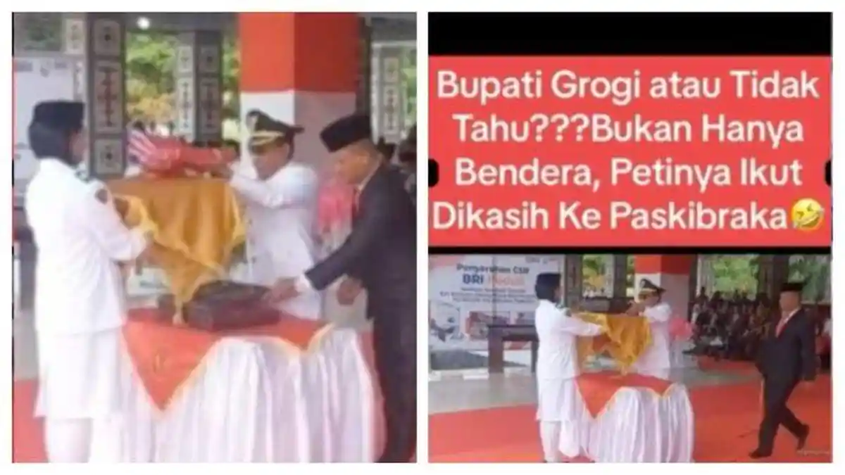 Bupati Maluku Tengah Diduga Grogi, Serahkan Bendera Bersama Petinya ke Pembawa Baki 