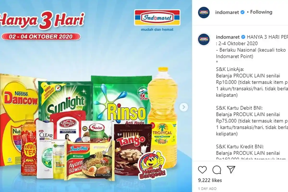 Promo Indomaret 2020 Periode 2 hingga 4 Oktober 2020