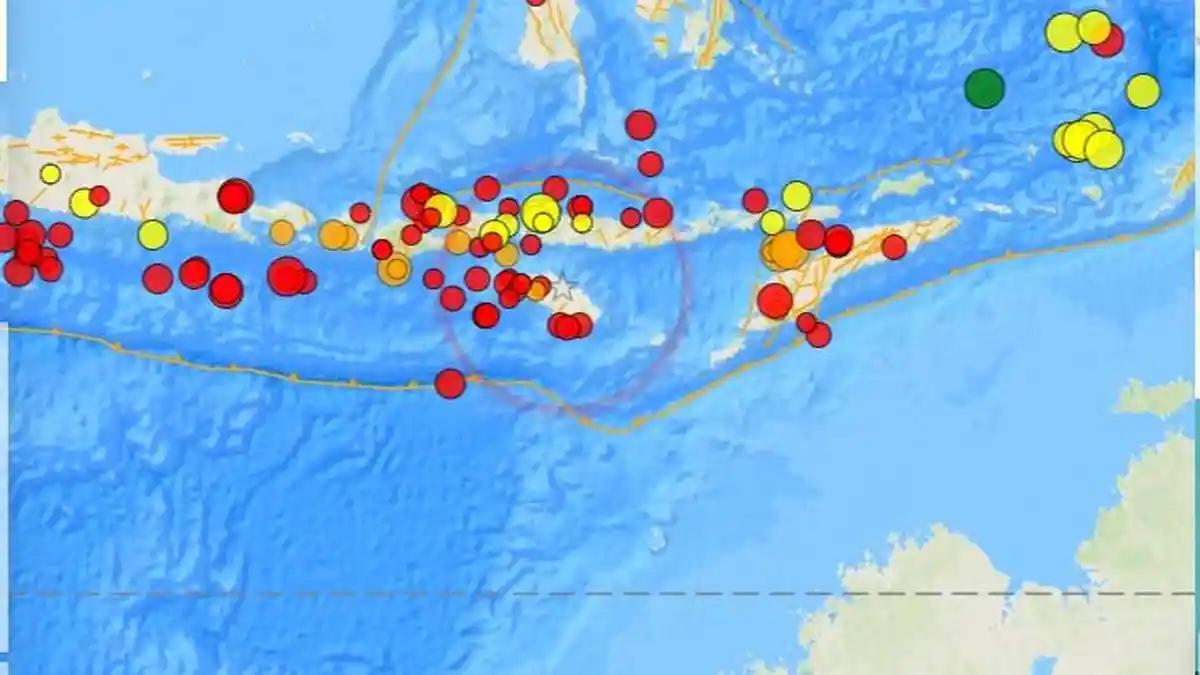Baru Saja Gempa Bumi dengan SR 2.5 Menguncang Wilayah NTT, Indonesia BMKG: Kedalaman 59Km