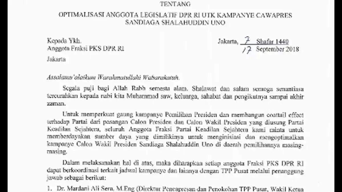 Penjelaskan PKS Soal Optimalisasi Kampanye Sandiaga