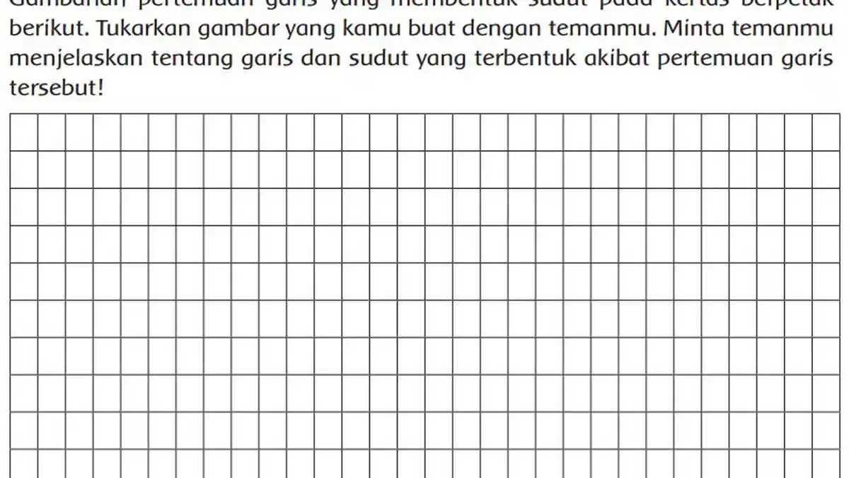 Gambarlah Pertemuan Garis yang Membentuk Sudut pada Kertas Berpetak Berikut