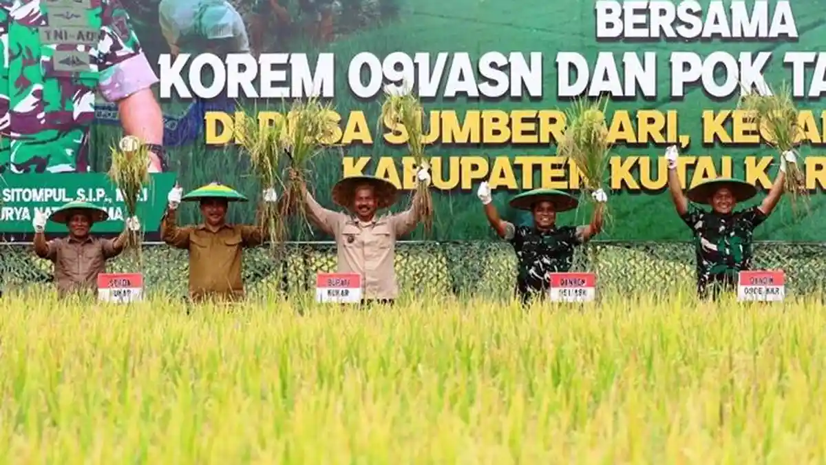 Bupati Edi Damansyah dan Danrem 091/ASN Panen Raya Padi demi Ketahanan Pangan Kukar