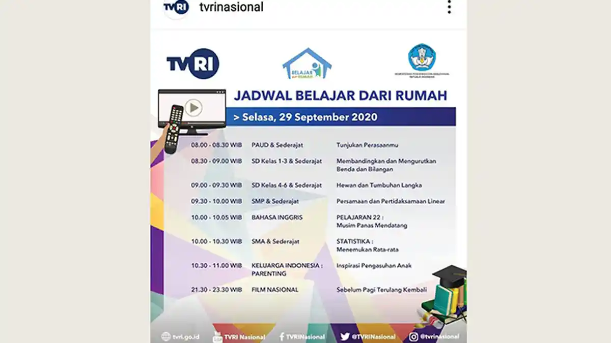 Jadwal Belajar dari Rumah Selasa 29 September 2020, Ada Statistika Menemukan Rata-Rata