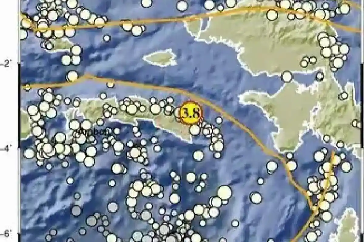GEMPA Terkini Siang Hari Ini Goyang Seram Bagian Timur Maluku, Info BMKG Magnitudo 3,8 SR