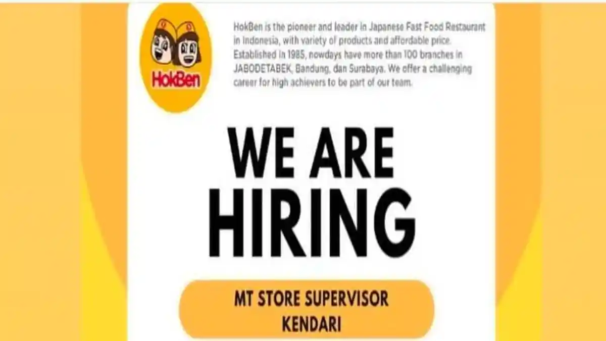 Lowongan Kerja Kendari, Hokben Buka Loker Rekrutmen Satu Posisi, Syarat dan Cara Daftar