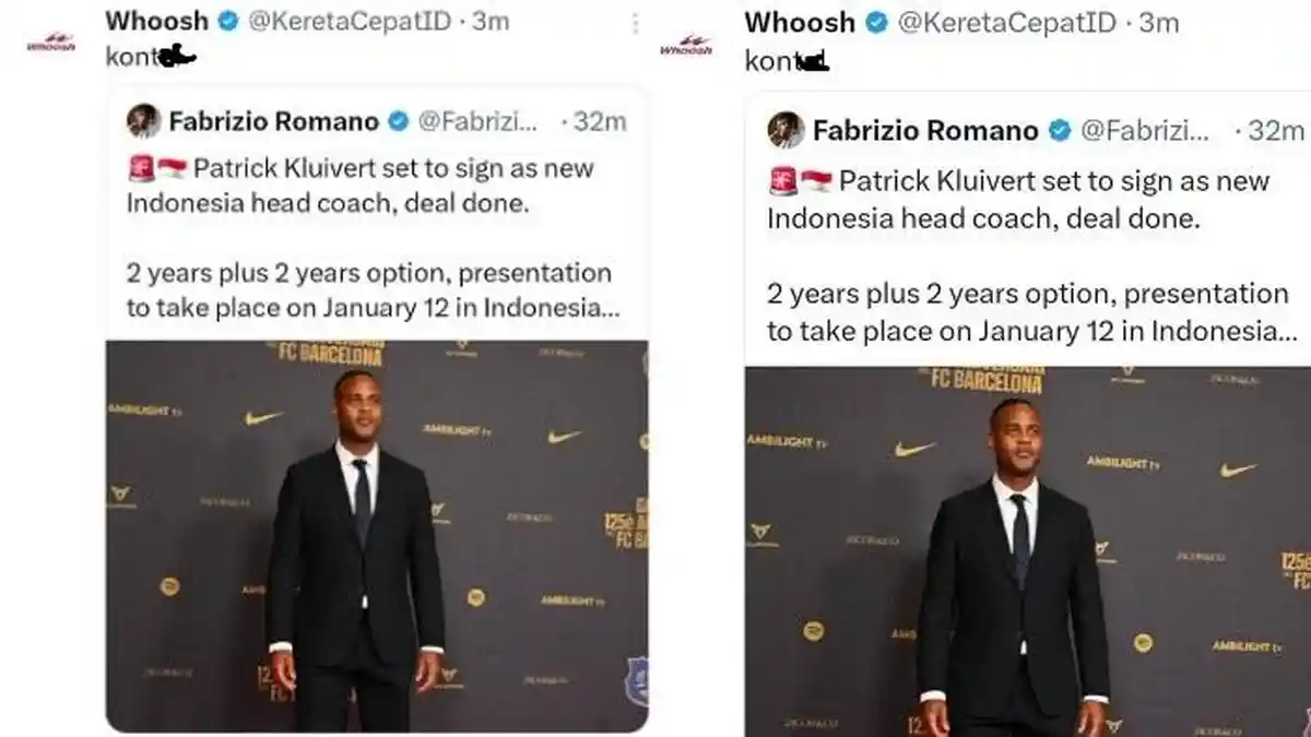 Heboh Akun Resmi Whoosh Beri Komentar Negatif Soal Patrick Kluivert di X, KCIC Minta Maaf