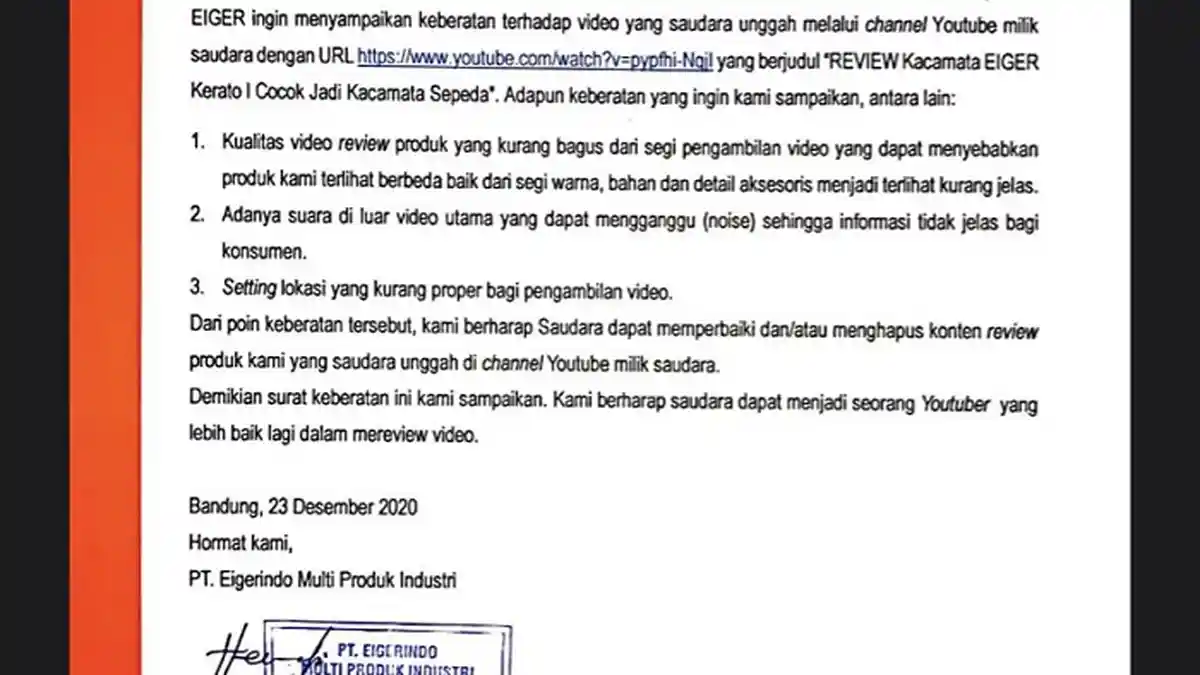 AREI Posting Surat Menohok Usai Surat Keberatan EIGER Jadi Viral