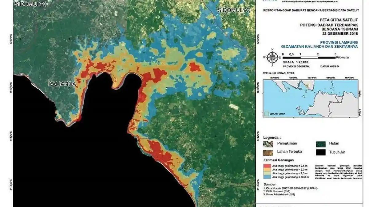 Lapan Rilis Foto Citra Satelit Daerah Terdampak Tsunami Banten dan Lampung