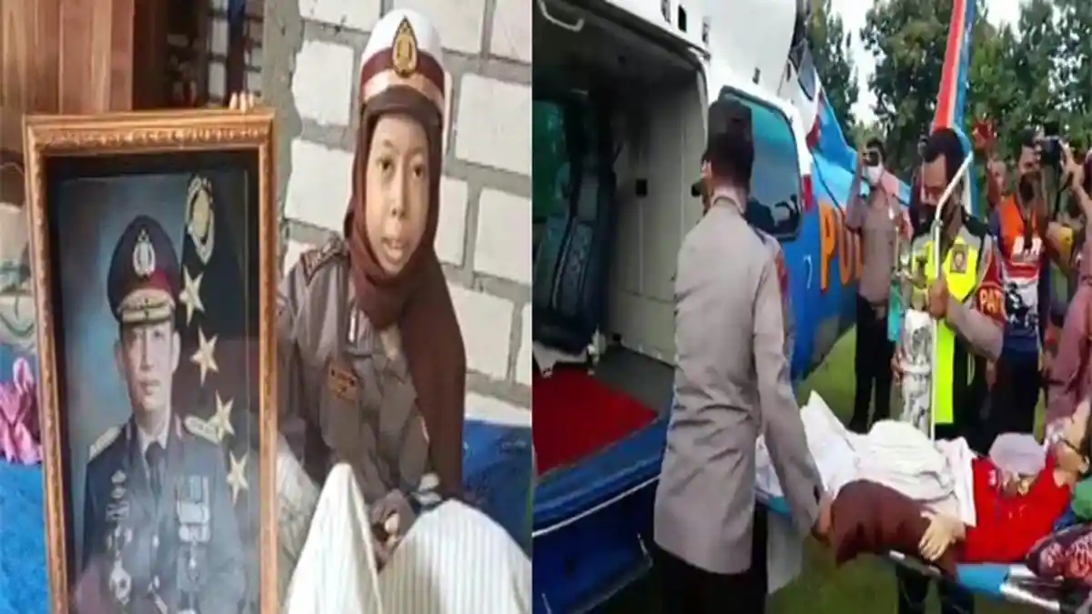 'Saya Ingin Sembuh, Tolong Pak' Pilu Sinta Idap Tumor, Kini Dijemput Helikopter & Dijenguk Kapolri