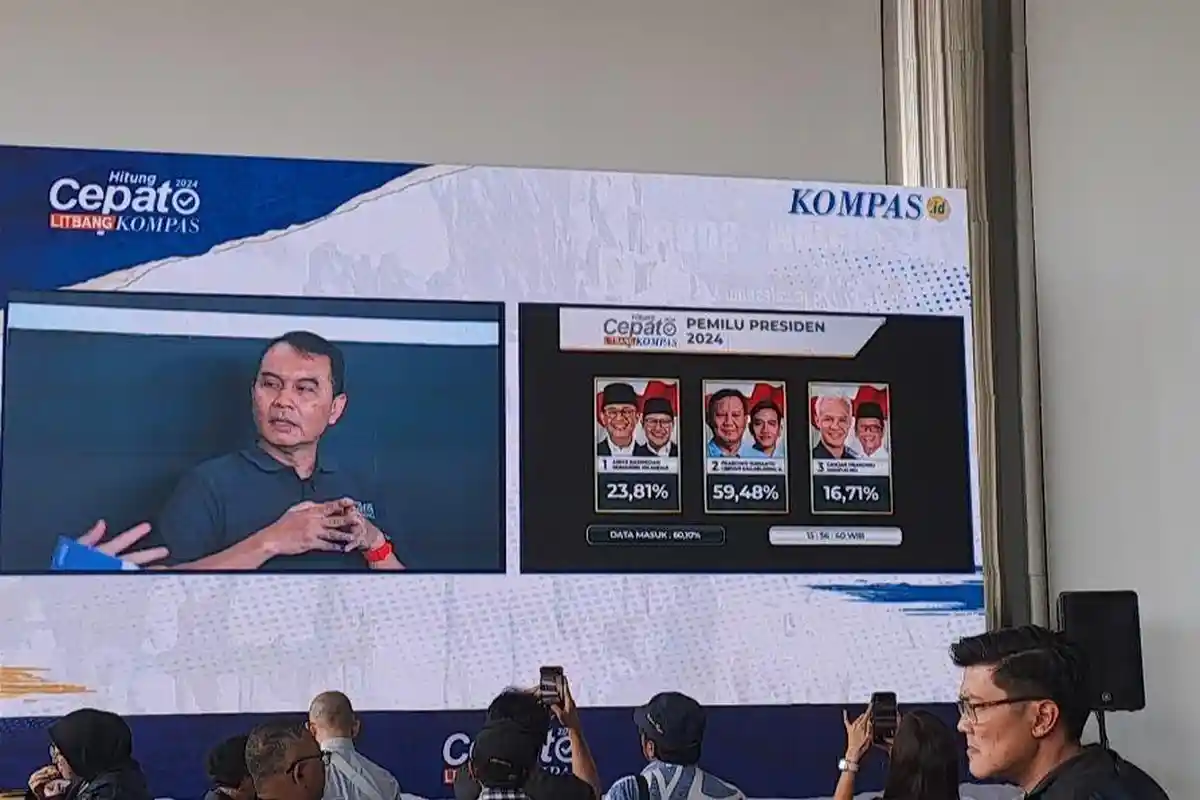Hitung Cepat Litbang Kompas, Hingga Pukul 15.57 WIB 60 Persen Suara Masuk, Prabowo-Gibran Unggul
