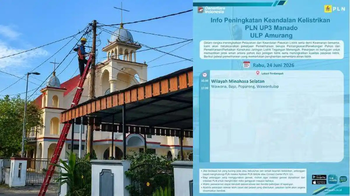 Jadwalkan Pemeliharan Jaringan Listrik PLN Rabu 24 Juni 2026, Ini Lokasi Terdampak Pemadaman 7 Jam - Tribunmanado.co.id