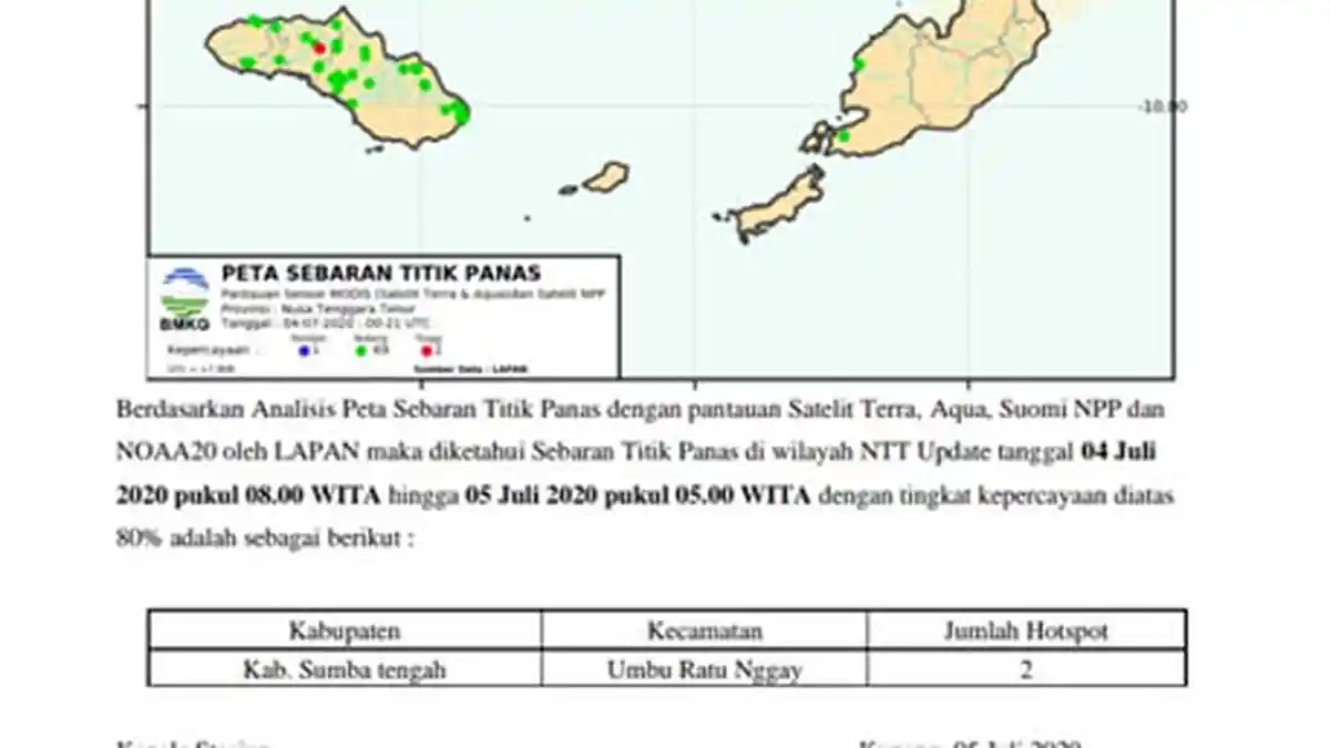 Simak Yuk ! Perkembangan Terkini Sebaran Hotspot di Wilayah NTT