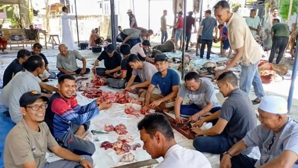 21 Ekor Hewan Kurban Idul Adha Disembelih di Gampong Durian Rampak Abdya