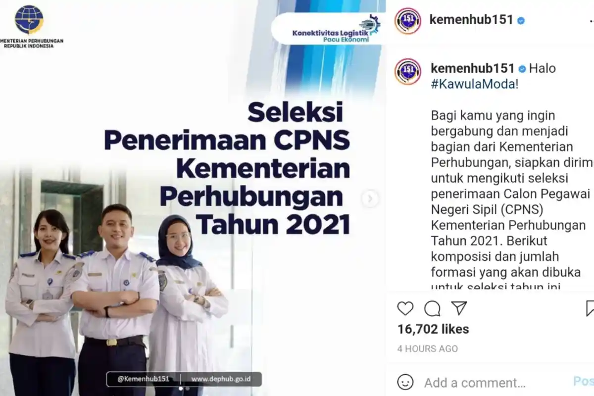 Kemenhub Buka 2.445 Formasi CPNS 2021, Pendidikan SMA hingga S2, Berikut Tahapan Seleksinya