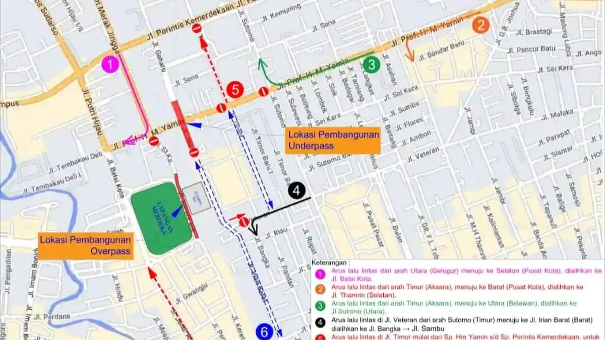 Daftar Penutupan Jalan di Medan, Proyek Overpass dan Underpass Dimulai Besok