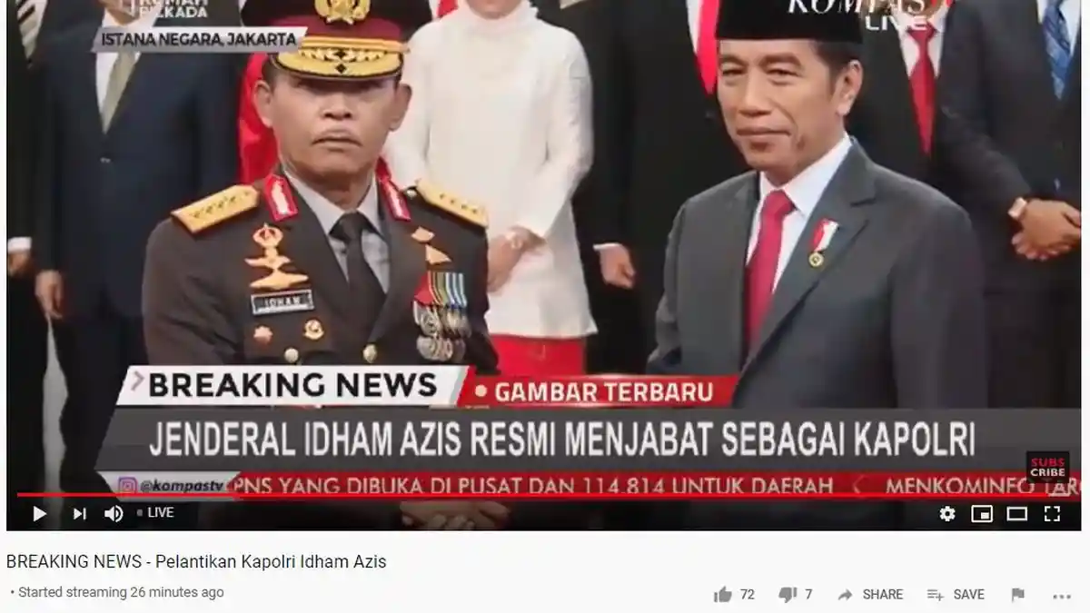 Jenderal (Pol) Idham Azis Resmi Dilantik Jadi Kapolri Baru Gantikan Tito Karnavian
