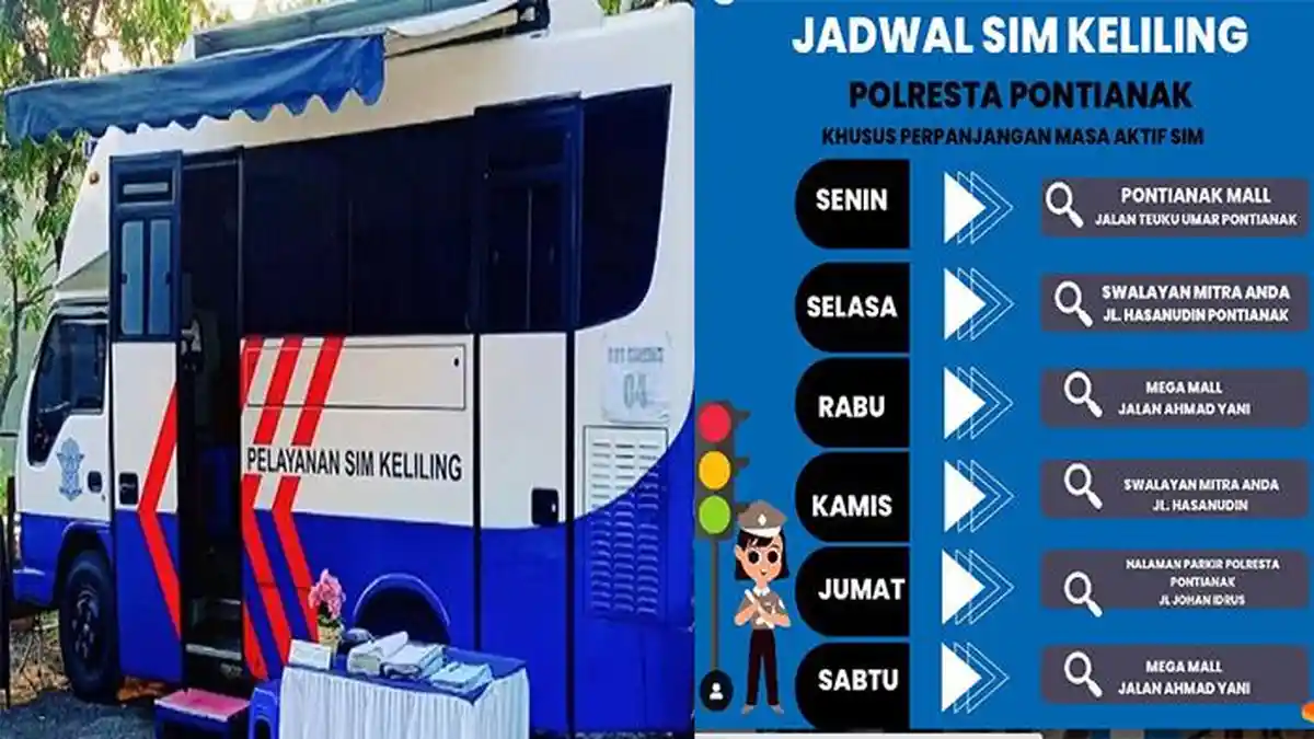 Jadwal SIM Keliling dan Samsat Keliling Pontianak Senin 21 November 2022, Lengkap Daftar Lokasinya!