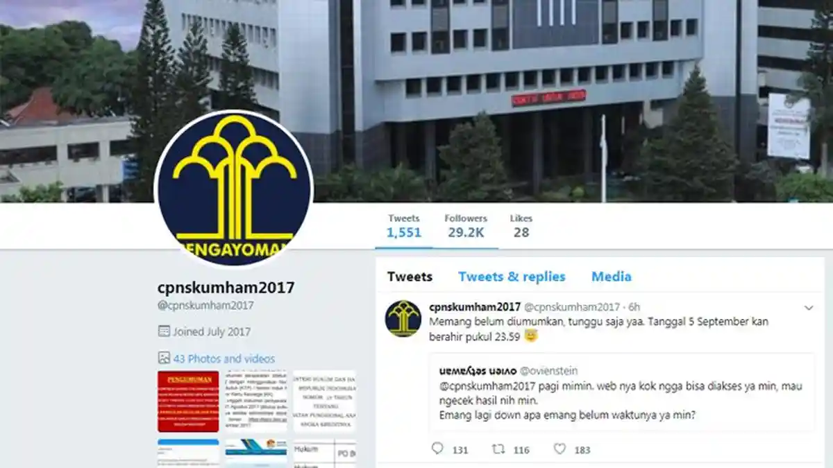Ditundakah? Pengumuman CPNS Kemenkumham 2017, Cuitan Akun @cpnskumham2017 Bikin Deg Degan