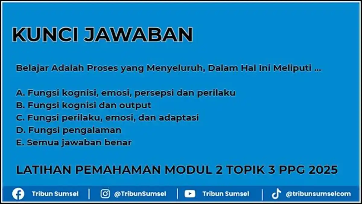Belajar Adalah Proses yang Menyeluruh, Dalam Hal Ini Meliputi, Soal Modul 2 Topik 3 PPG 2025