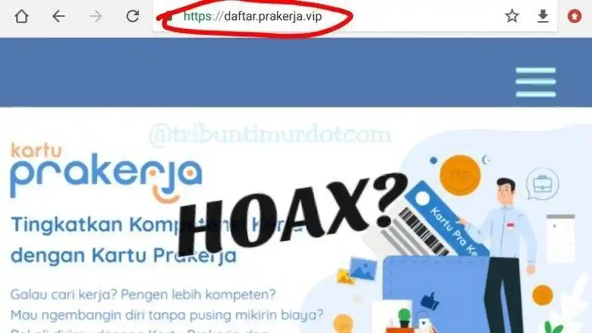 Beredar Link daftar.prakerja.vip untuk Daftar Kartu Pra Kerja, Jangan Diklik, Situs Berbahaya
