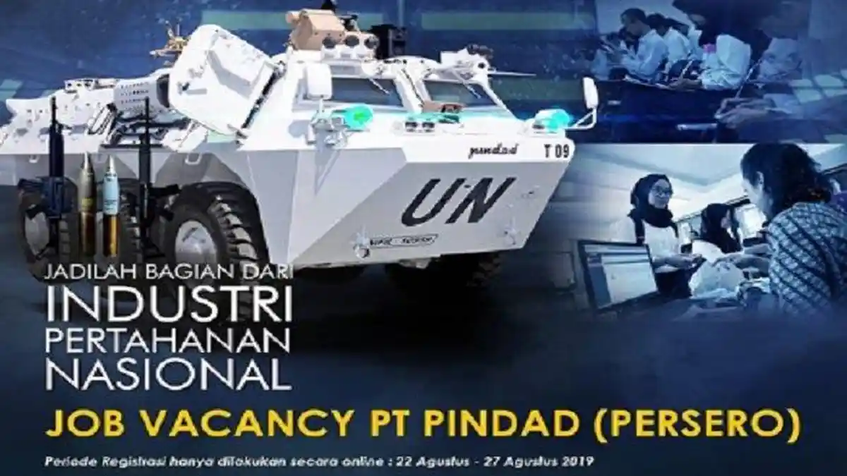 LOWONGAN KERJA BUMN, PT Pindad Persero Buka Loker untuk Lulusan SMK Sederajat, Cek Daftar di Sini