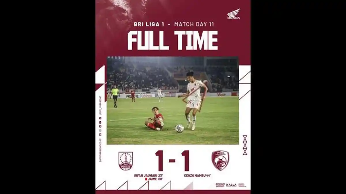 Tahan Imbang Persis Solo, PSM Makassar Berhasil Jaga Rekor Tak Terkalahkan