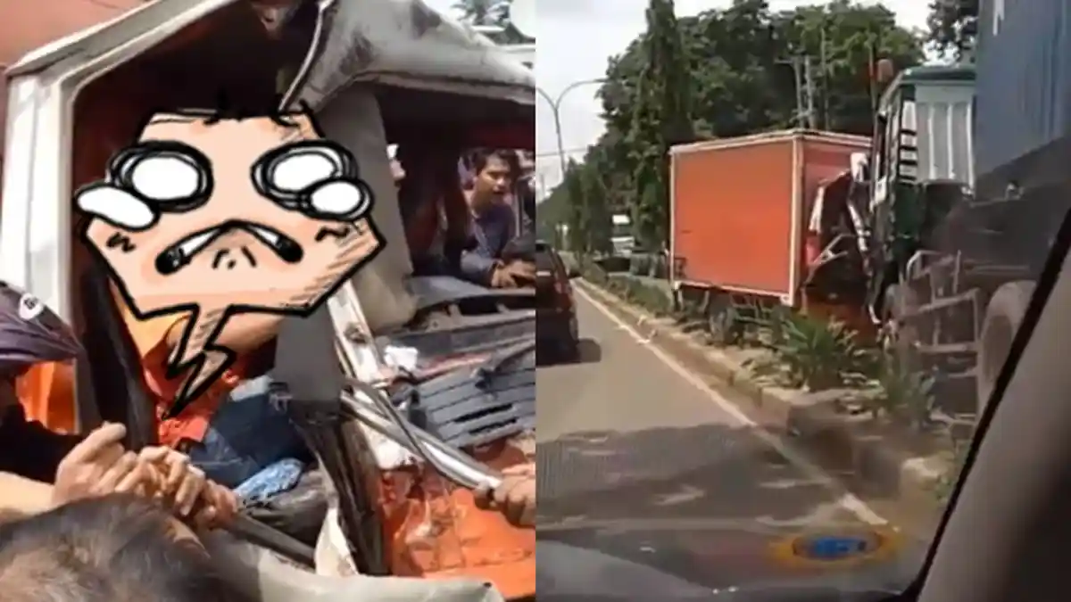 Truk Trailer vs Mobil Box Adu Kambing di Jalan RE Martadinata Palembang. Lihat Videonya