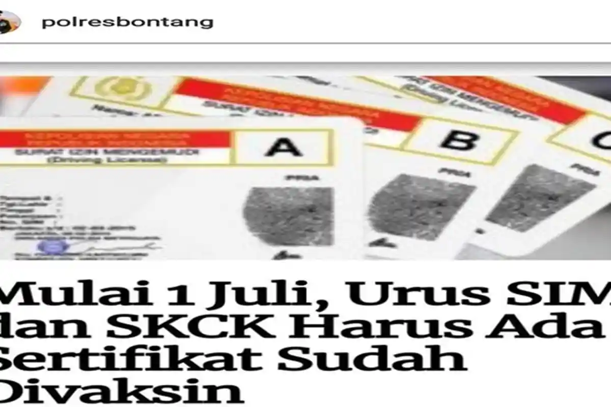 Syarat Mengurus SIM dan SKCK Ada Sertifikat Vaksin Covid-19, Kapolres Bontang: Itu Informasi Hoaks