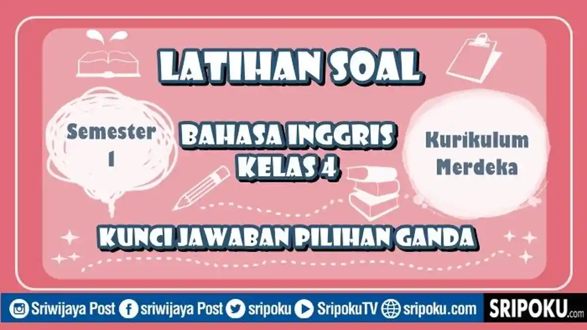 20 Soal Bahasa Inggris Kelas 4 Semester 1 Kurikulum Merdeka, Kunci Jawaban Pilihan Ganda