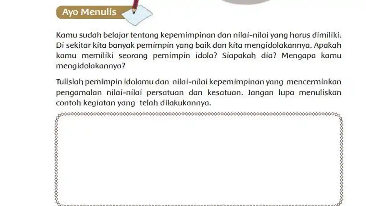 Kunci Jawaban Tema 7 Kelas 6 SD Halaman 53 Kurikulum 2013: Tulislah Pemimpin Idolamu!