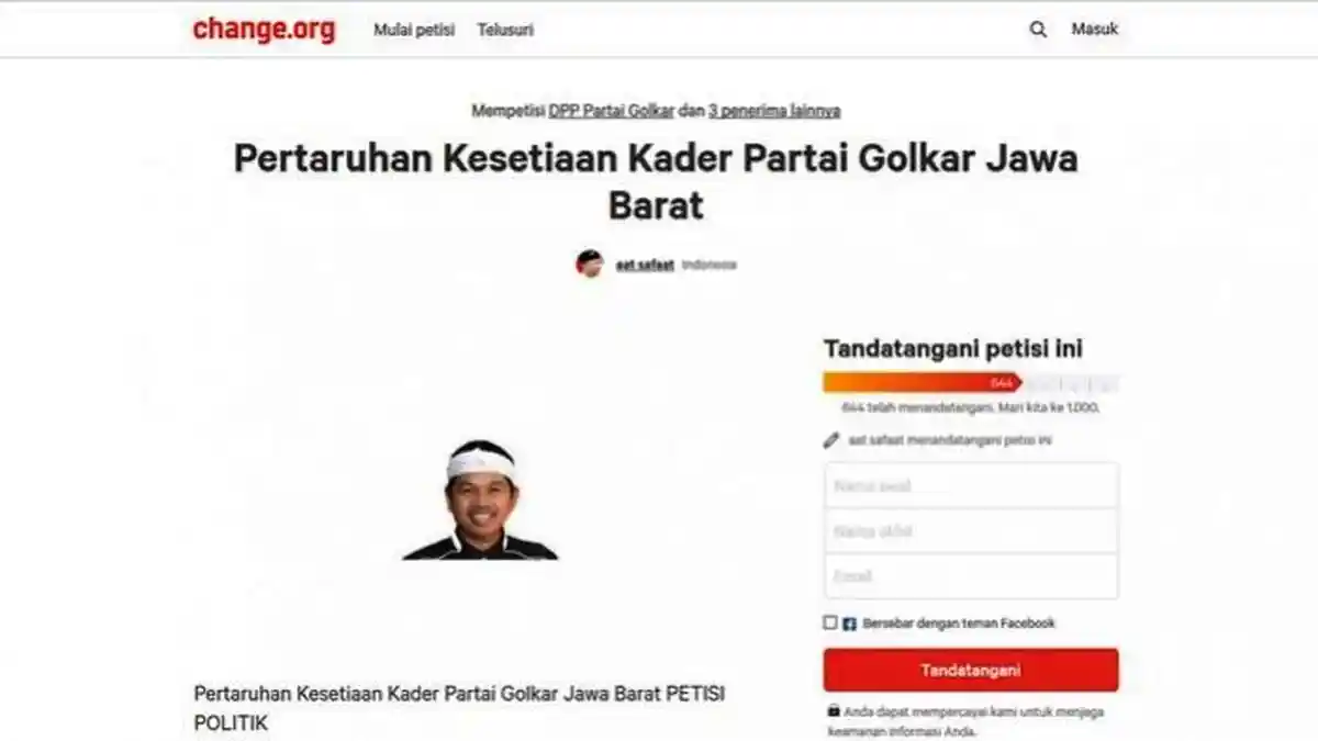 Kader Bikin Petisi Penolakan Putusan DPP Golkar Usung Ridwan Kamil, Ini Alasannya