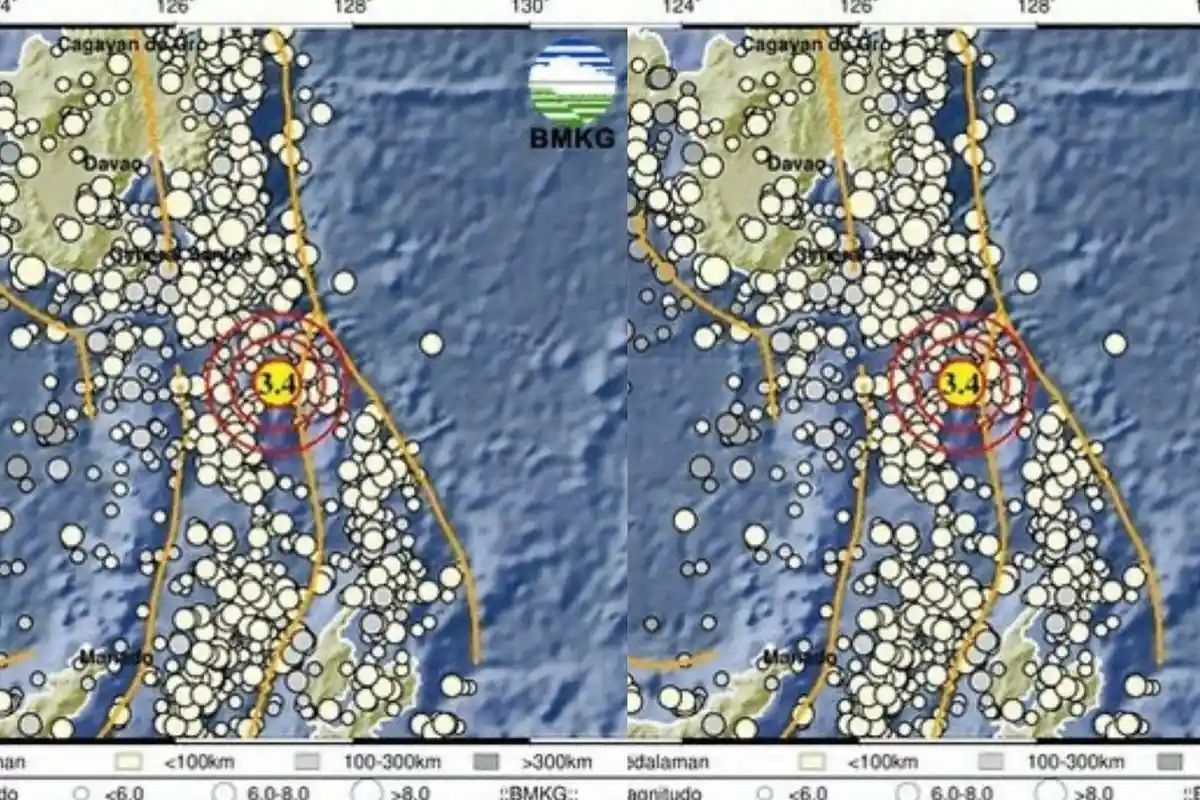Gempa Magnitudo 3,4 Guncang Wilayah Laut Timur Laut Melonguane, Sulawesi Utara