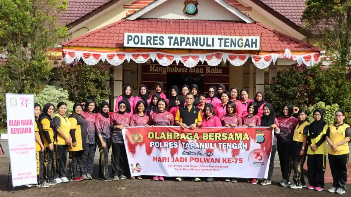 Sambut HUT Ke-75 Polwan, Polres Tapteng Gelar Olahraga Bersama