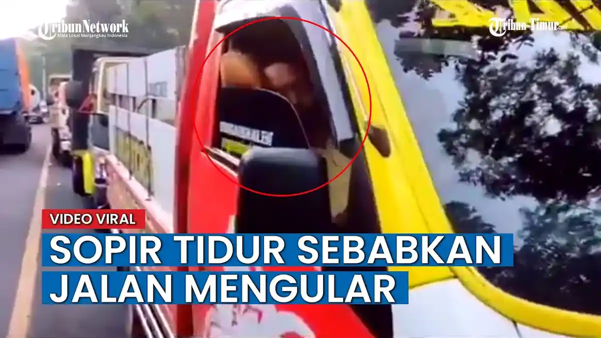 VIDEO Viral Sopir Truk Ketiduran Bikin Macet Jalanan, Sampai Harus Dibangunkan Polisi