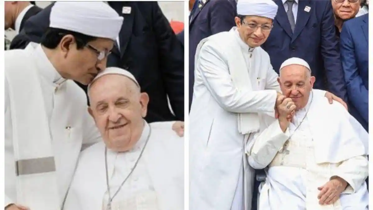 Mengenang Momen Indah Kunjungan Paus Fransiskus ke Masjid Istiqlal: Nasaruddin Umar Cium Kening Paus