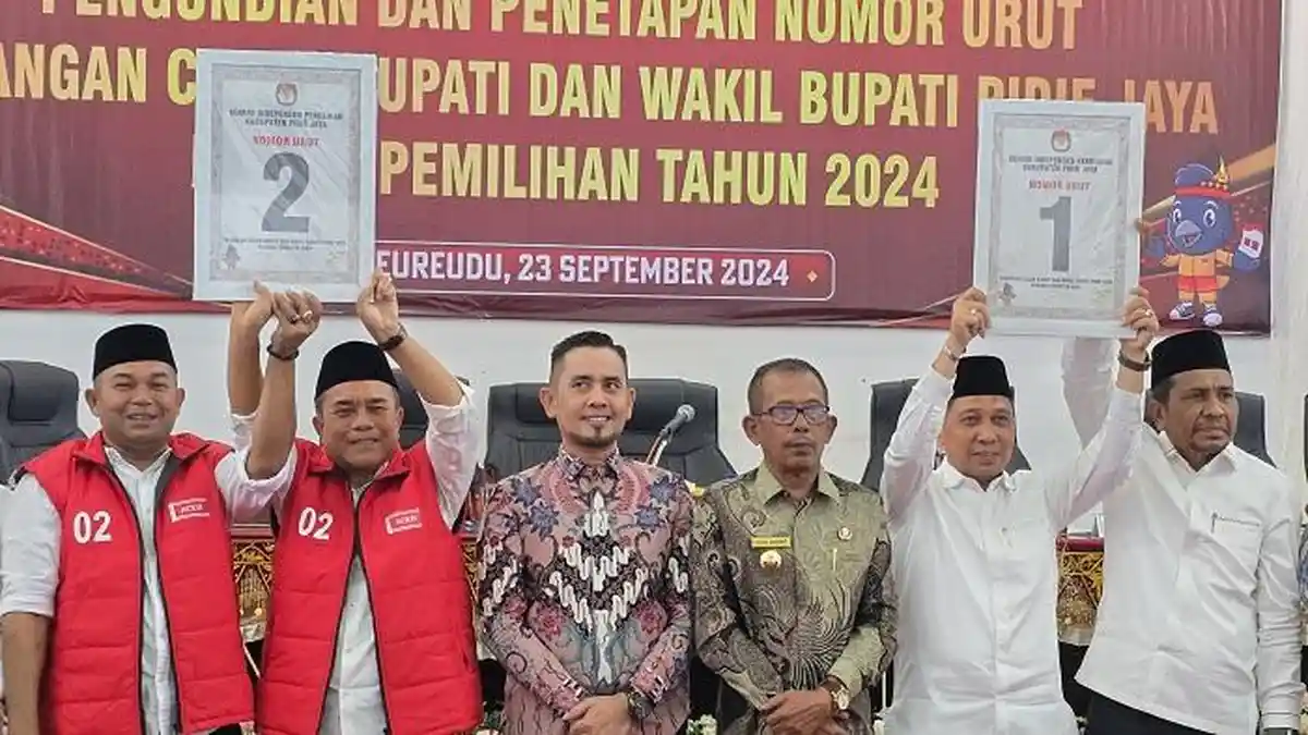 KIP Tetapkan Nomor Urut Paslon Bupati-Wabup untuk Pilkada Pijay, ‘Sabar’ Nomor 1 dan ‘Mulia’ Nomor 2