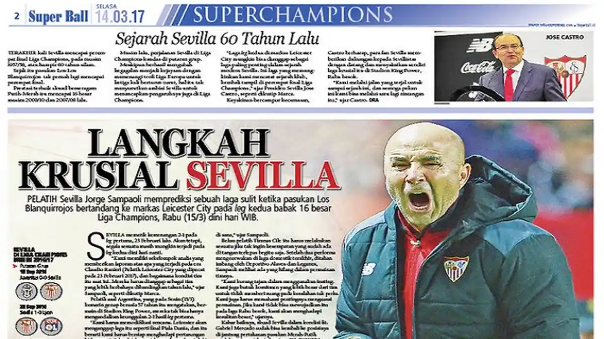 Jorge Sampaoli Prediksi Pertemuan Sevilla Kontra Leicester akan Sulit